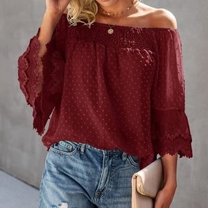 🛍 2/$25 Off The Shoulder 3/4 Bell Sleeve Top